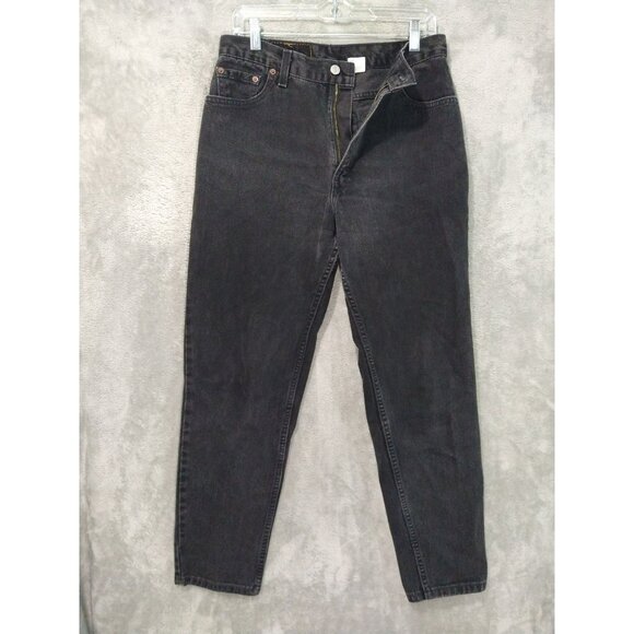 Vintage Levis 550 Jeans Womens 12 Black Denim Relaxed Tapered Leg 90s Made USA - Picture 1 of 9